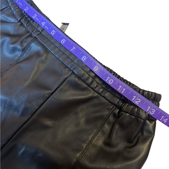 Zara Faux Leather Jogger Pants Black Elastic Waist Drawstring Hem Streetwear - Picture 5 of 12